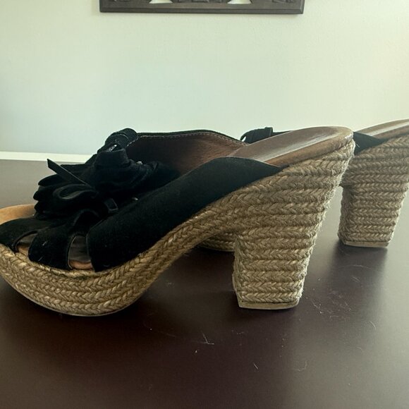 Jaimo Espadrilles x 5th & Row Black Suede Platform Sandals– Size 38 - Picture 4 of 7